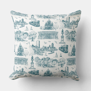 Coussin Boston Toile (éd. anniversaire) bleu/blanc
