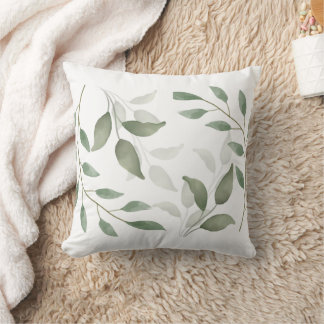 Coussin Botanical Delicate Green Leaves Design