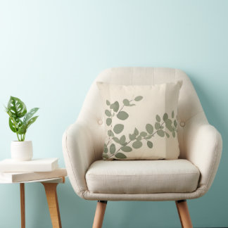 Coussin Botanical organic eucalyptus leaf neutral tones