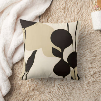Coussin Botanique Abstrait Neutre Beige Minimaliste Modern