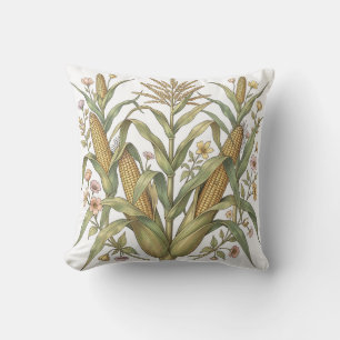 Coussin Botanique de tige de maïs vintage