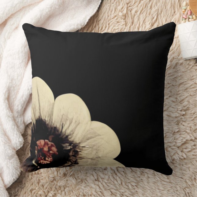Coussin Botanique réversible de fleurs noires (Couverture)