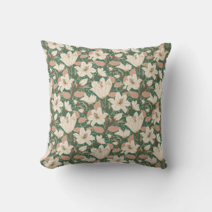 Coussin Botanique Vert Beige Lily Floral