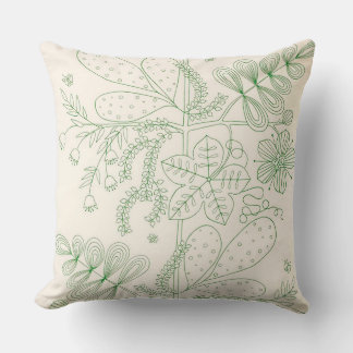 Coussin Botanique verte