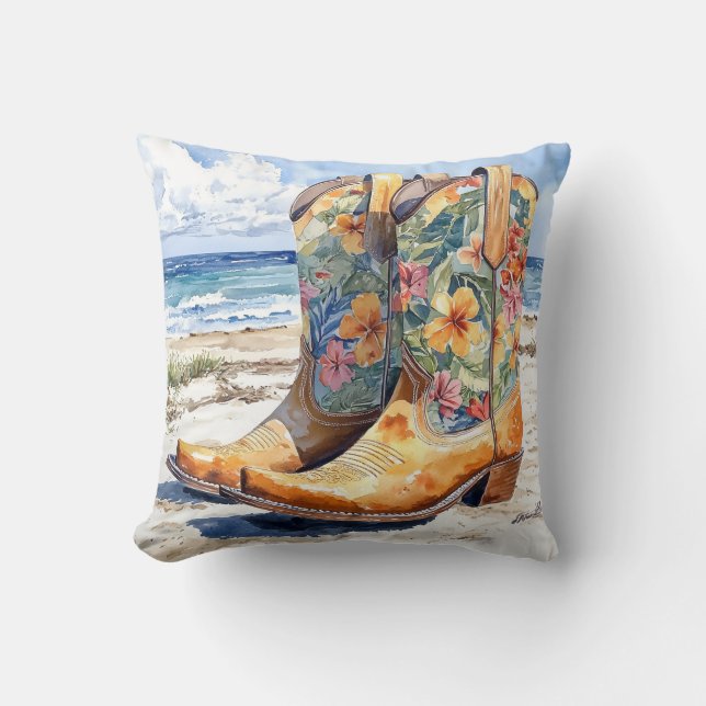 Coussin Bottes de cow-girl tropicale L'Occident rencontre  (Recto)