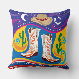 Coussin Bottes de cowboy et étoiles du désert