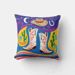 Coussin Bottes de cowboy et étoiles du désert