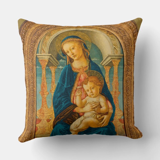 Coussin Botticelli (1445-1510) Madonna & Child Enthroned (Verso)