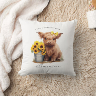 Coussin Bouche de tournesol de vache Highland