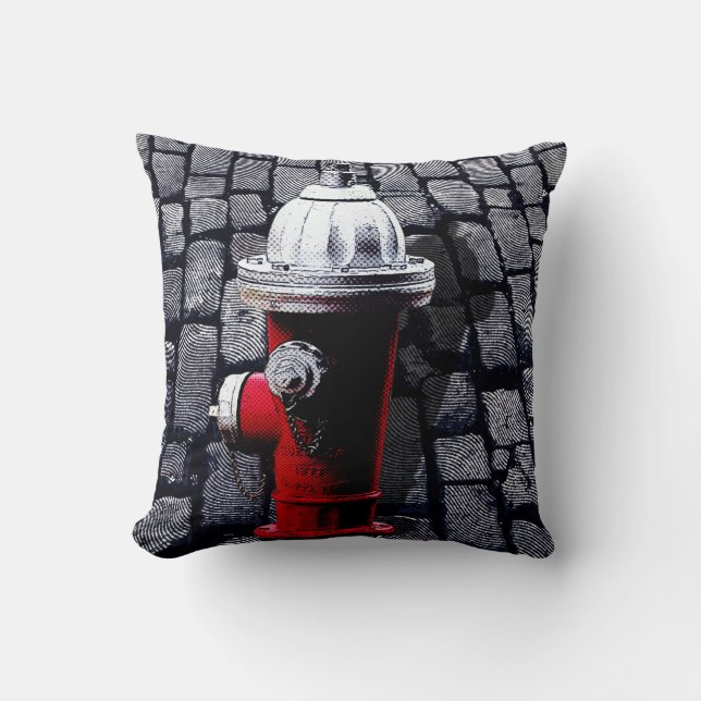 Coussin Bouche d'incendie rouge New York City (Recto)
