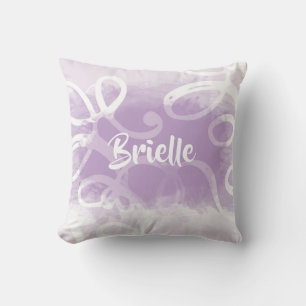 Coussin Boucles D'Aquarelle Chic Pastel Lavender Avec Nom