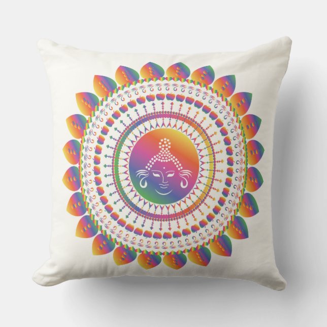 Coussin Bouddha Arc-en-ciel Mandela Jeu d'oreiller (Recto)
