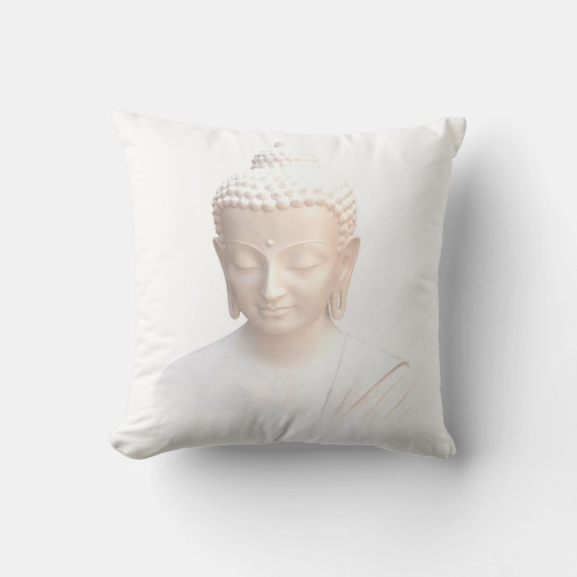 Coussin Bouddha en blanc | Sérénité Méditative Et Calme (Recto)