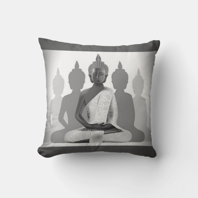 Coussin Bouddha et quatre silhouettes (Recto)