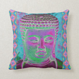 Coussin Bouddha Pop en Magenta et Turquoise