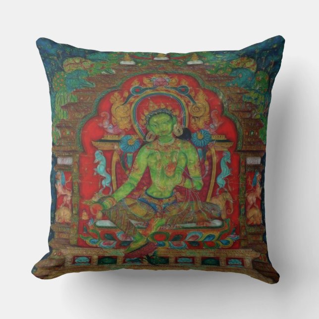 Coussin Bouddhisme tibétain Green Tara (Recto)