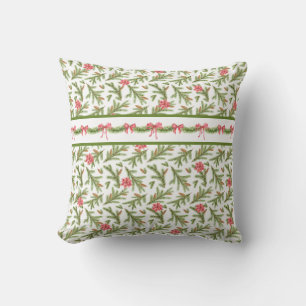 Coussin Bouges de pin de Noël, Poinsettias et Bows rouges