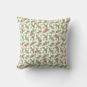 Coussin Boughs de pin de Noël et Poinsettias