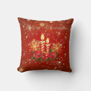 Coussin Bougies, boules et flocons de Noël