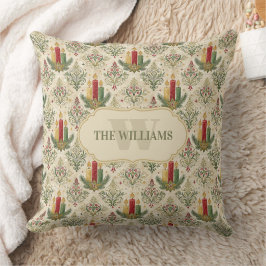 Coussin Bougies et ornements de Noël vintage Monogramme