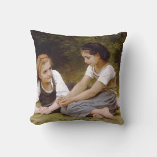 Coussin Bouguereau's 1882 Les noisettes rassemblent Les no