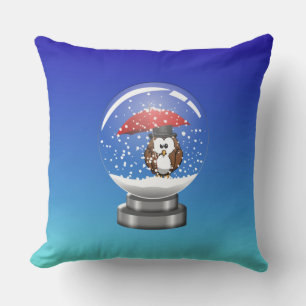 Coussin boule à neige hibou