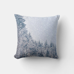 Coussin Boule blanche et bleu neige Joyeux Noël