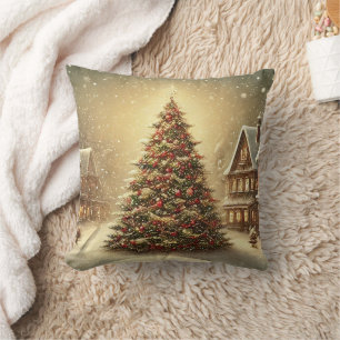 Coussin Boule blanche et bleu neige Joyeux Noël