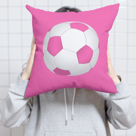 Coussin Boule de football blanc rose - monogrammed