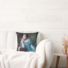 Coussin Boule de gomme Diva en satin bleu