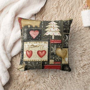 Coussin Boule de neige décorative bleue et blanche Joyeux 