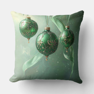 Coussin Boule de Noël verte pour les Fêtes