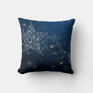 Coussin Boule décorative bleue et blanche Joyeux Noël