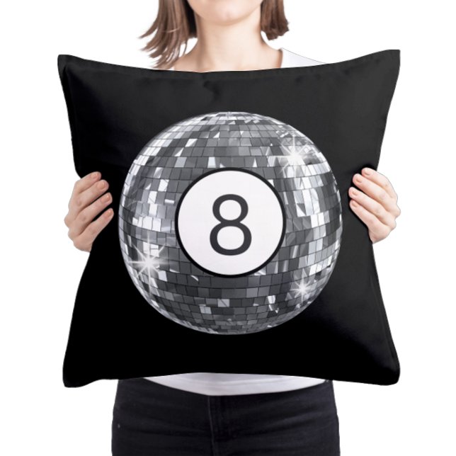 Coussin Boule Disco Argent, 8 Ball Art, College Girl Dorm (Créateur téléchargé)
