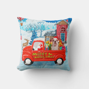 Coussin Bouledogue anglais dans un camion de livraison de 
