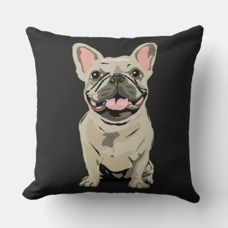 Coussin Bouledogue français crème