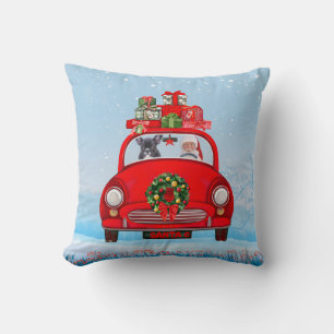Coussin Bouledogue français dans une voiture avec le Père 