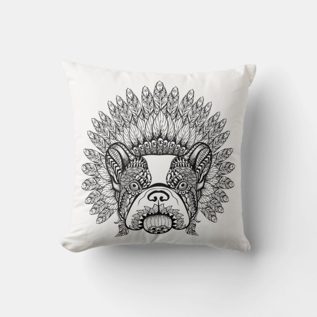 Coussin Bouledogue français inspiré dans le capot de (Recto)