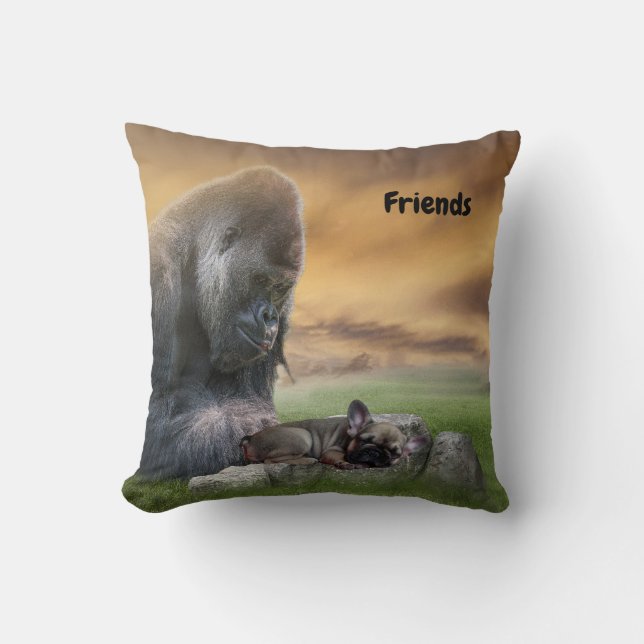 Coussin Bouledogue Français Meilleurs amis French Bulldo (Recto)