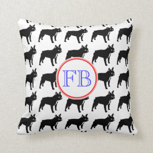 Coussin Bouledogue français monogramme