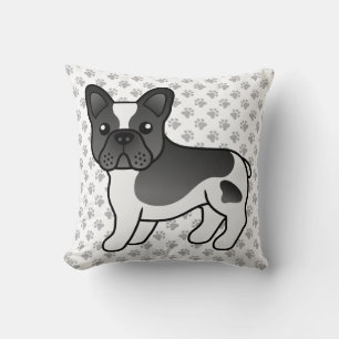 Coussin Bouledogue Français Pie Noir Mignon Chien de Dessi