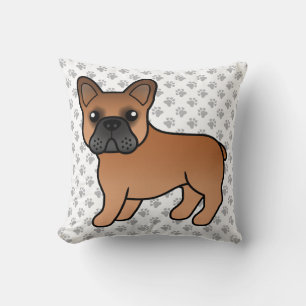 Coussin Bouledogue français rouge mignon chien de dessin a