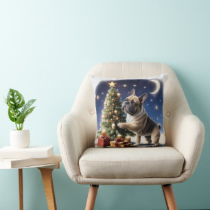 Coussin Bouledogue français sapin de Noël Bulldog
