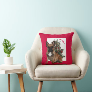 Coussin Bouledogues français Noël mignon