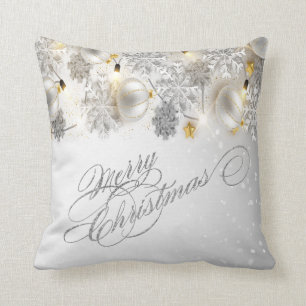 Coussin Boules de Noël,Flocons de neige,Lumières, Joyeux N
