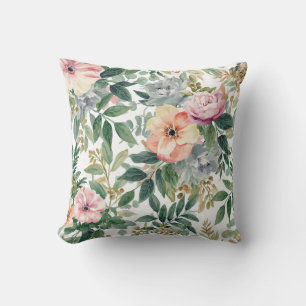 Coussin Bouquet botanique aquarelle feuilles d'eucalyptus