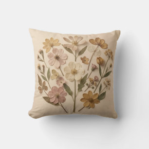 Coussin Bouquet botanique de fleurs sauvages pressées Vint