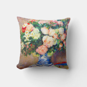 Coussin Bouquet de chrysanthèmes et un fan japonais