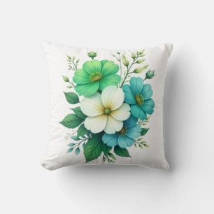 Coussin Bouquet de fleurs bleues blanches-57453