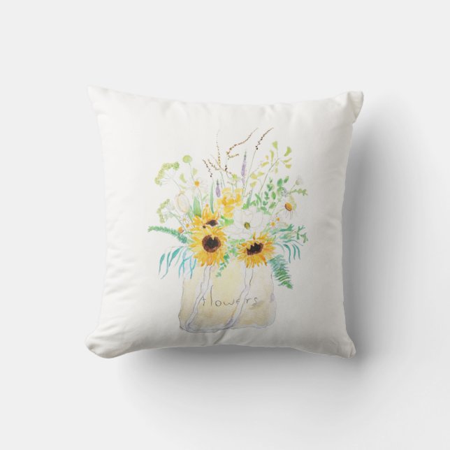 Coussin bouquet de fleurs dans une aquarelle fourre-tout J (Recto)